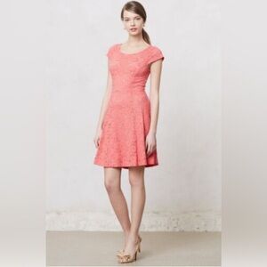Maeve Anthropologie Coral Lace Dress size xs